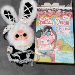 Baby Three Lolita's Dream Mini Plush Bunny Pendant - White & Black